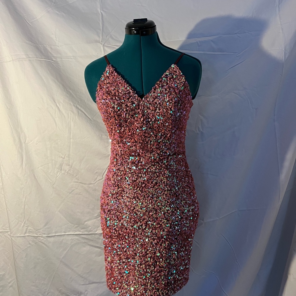 Dry Goods Sparkling Pink Sequin Mini Dress